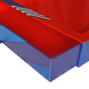 Boîte vitrine bleue et rouge